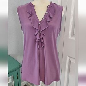 White House Black Market Sleeveless Ruffle Blouse